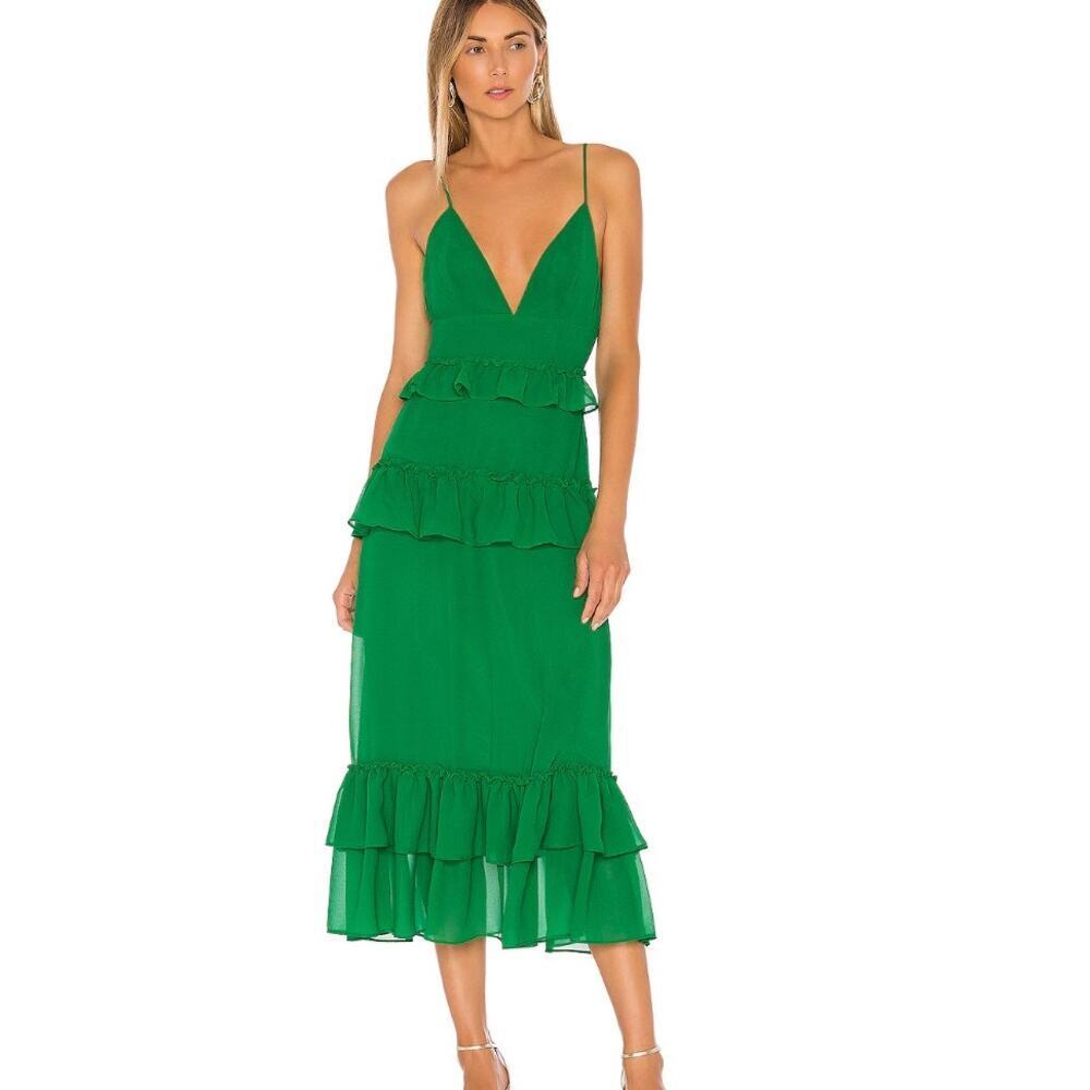 Lovers + Friends Emerald Tiered Ruffle Midi Dress